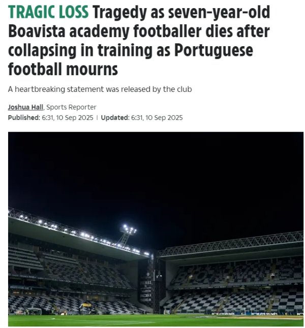 R.I.P.博阿维斯塔一青训小球员测验时心肺骤停不炫夸耗损，年仅7岁